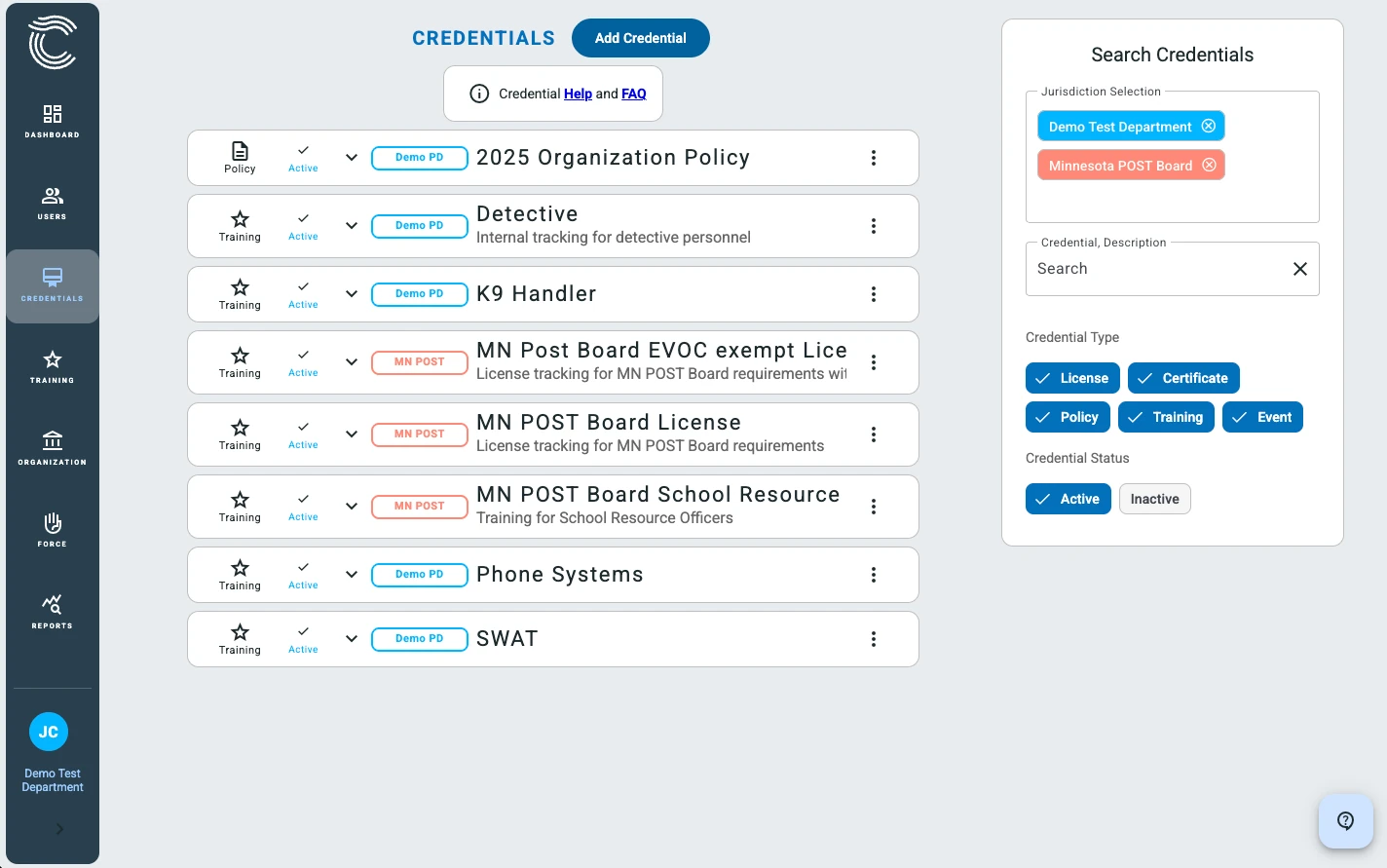 ConfiTrek onboarding screen for setting up an agency roster and requirements